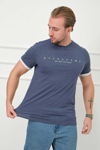 Футболка мужская Респект индиго/меланж