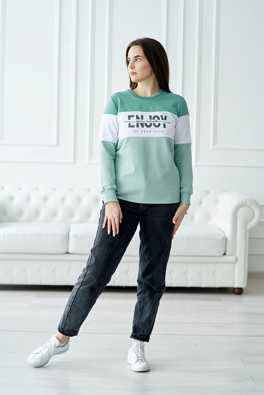 Толстовка женская Триада аква/мята