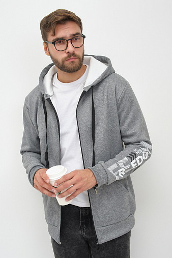Толстовка муж. Дэнди 3-х нитка начес серый