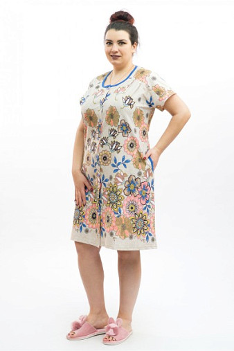 Халат Комфорт беж/цветы