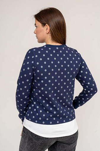 Толстовка женская Аврора синий/горох