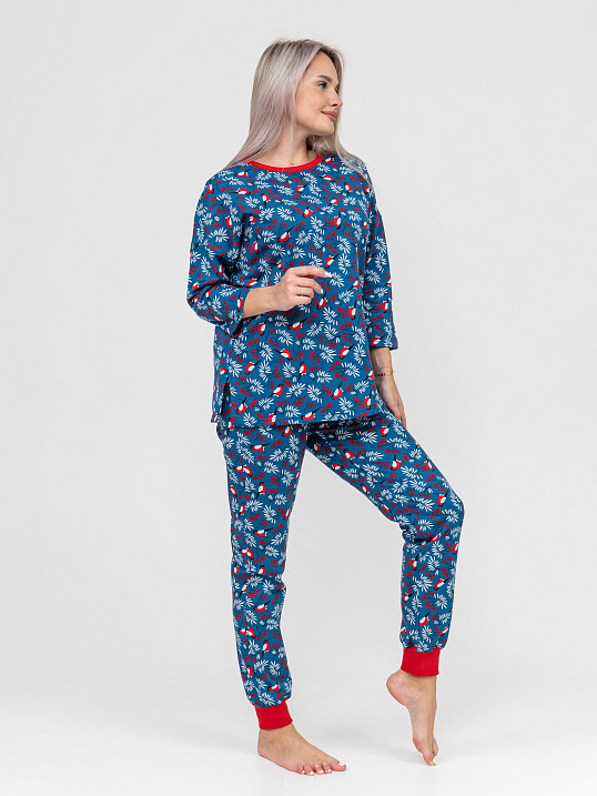 Пижама Уют синий/снегири