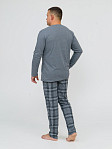 Пижама мужская Олимп дл.рукав серый/клетка