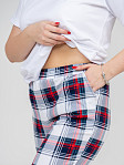 Брюки Силуэт бело-красный/клетка