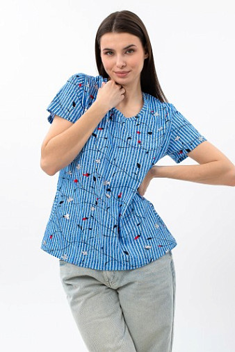 Футболка женская с карманами джинс/полоса