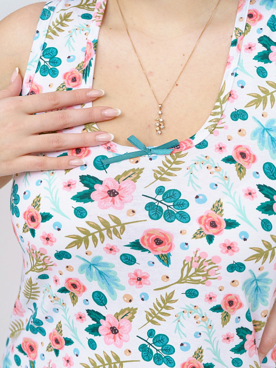 Ночная сорочка Бантик белый/цветы