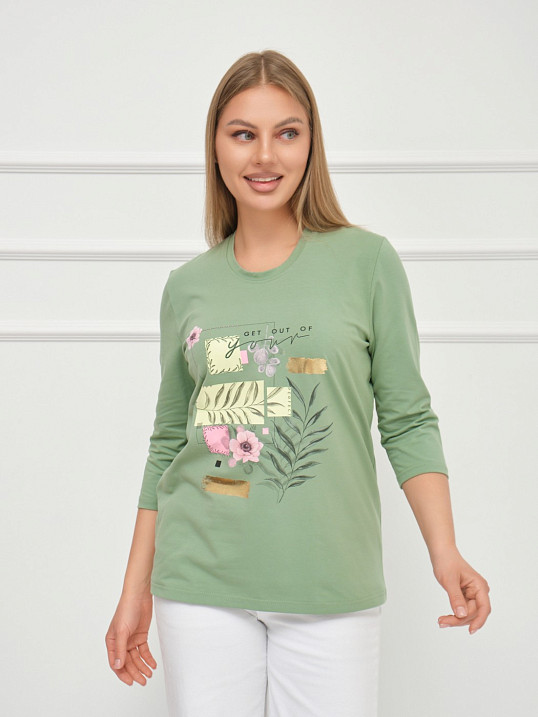 Лонгслив Элис рукав 3/4 фисташка