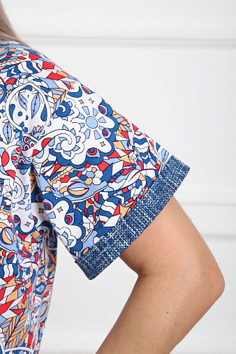 Костюм женский Линда джинс/мультиколор