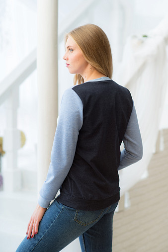 Толстовка женская Триколор синий/меланж