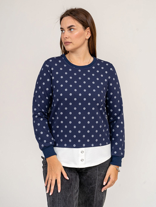 Толстовка женская Аврора синий/горох