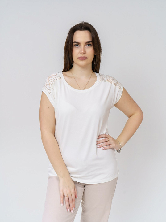 Футболка Кимоно-кружево ваниль