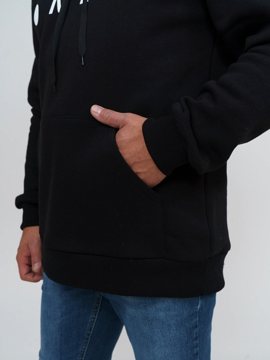 Толстовка мужская Тайм черная 3-х нитка начес