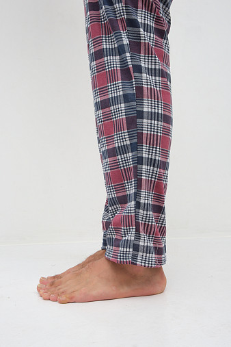 Пижама мужская Олимп кор.рукав бордо/клетка