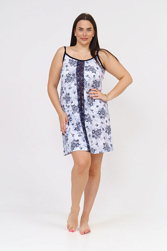 Ночная сорочка с кружевом синий