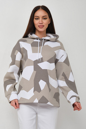 Толстовка жен. Геометрия 3-х нитка начес олива