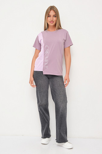 Футболка женская Креатив корица/лаванда