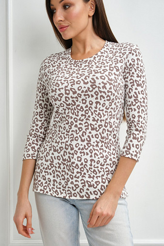 Лонгслив Флирт экрю/леопард