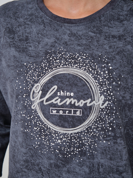 Лонгслив жен. Гламур варенка т.серый