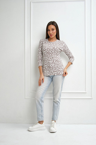 Лонгслив Флирт экрю/леопард
