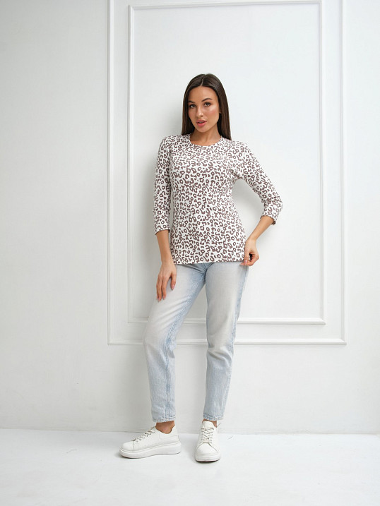 Лонгслив Флирт экрю/леопард