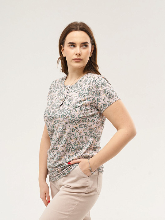 Футболка женская Планка беж/соцветие