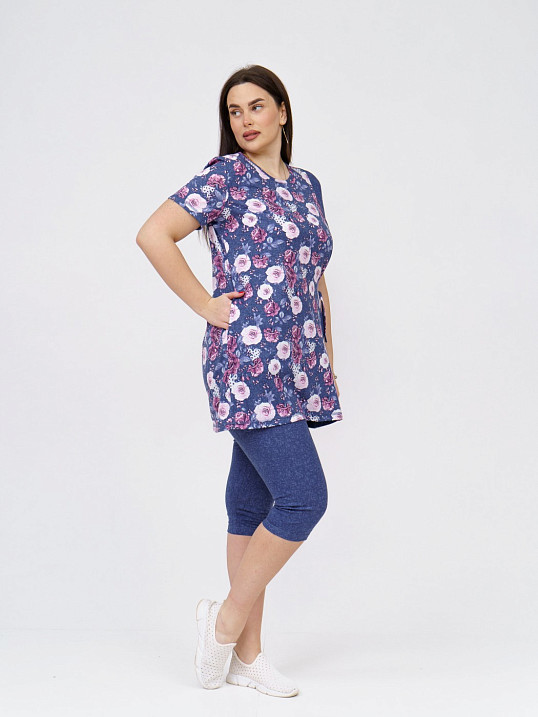 Костюм Симона индиго/цветы