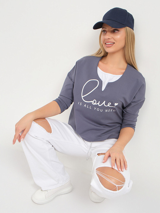 Свитшот женский Шрифт т.серый