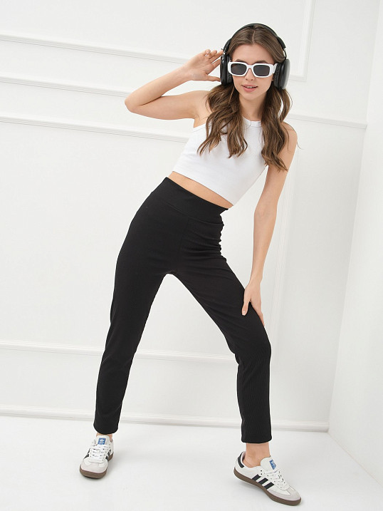 Лосины Рубчик чёрные