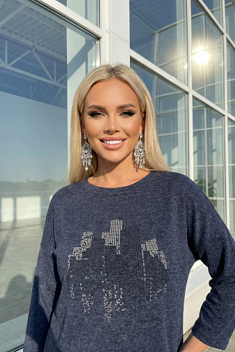 Джемпер женский Мегаполис 3/4 рукав синий