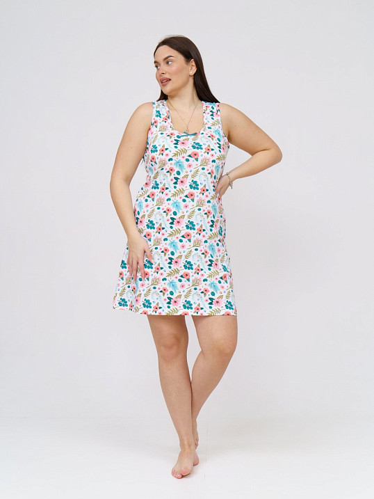 Ночная сорочка Бантик белый/цветы