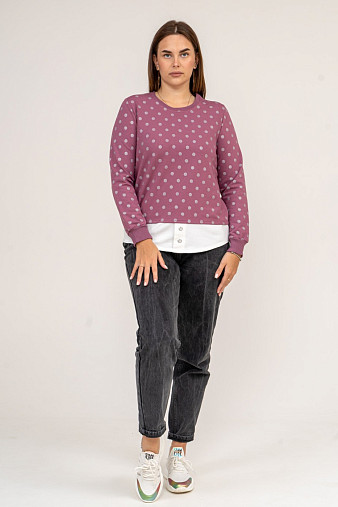 Толстовка женская Аврора лиловый/горох