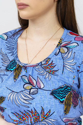 Футболка Фонарик х/б голубой/папоротник