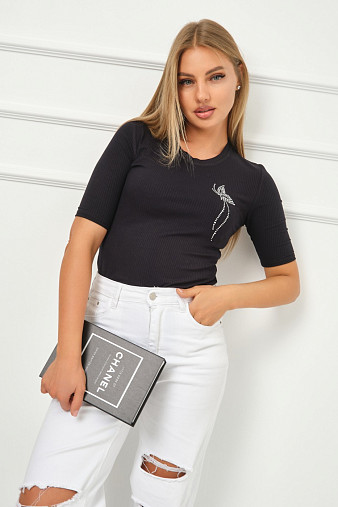 Лонгслив женский Вираж лапша черный