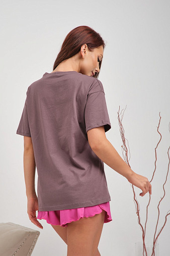 Пижама Сердечки вискоза какао