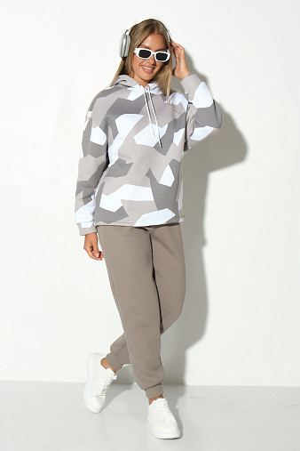 Костюм жен. Геометрия набивка 3-х нитка начес олива