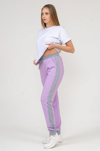 Брюки женские лампас лаванда
