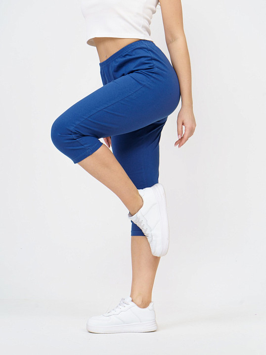 Бриджи кулирка с лайкрой однотонные индиго