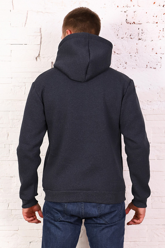 Толстовка мужская Тайм синий/меланж 3-х нитка начес