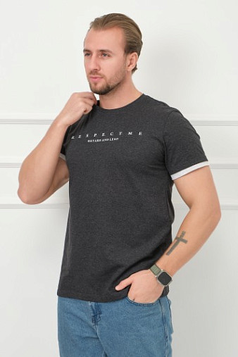 Футболка мужская Респект антрацит/меланж