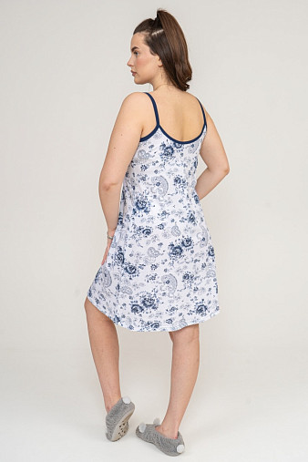 Ночная сорочка Астра бретель синий/цветы