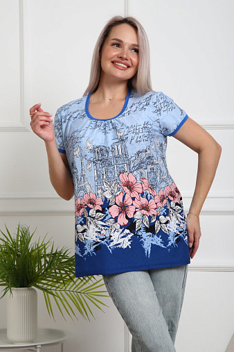 Футболка Сердечное тепло голубой/буквы