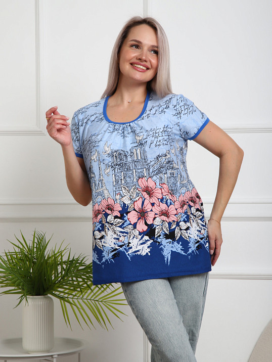 Футболка Сердечное тепло голубой/буквы