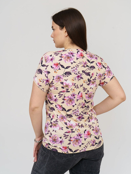 Футболка Карнавал вискоза лимонный/цветы