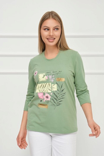 Лонгслив Элис рукав 3/4 фисташка