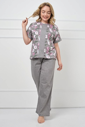 Костюм Моника серый/цветы
