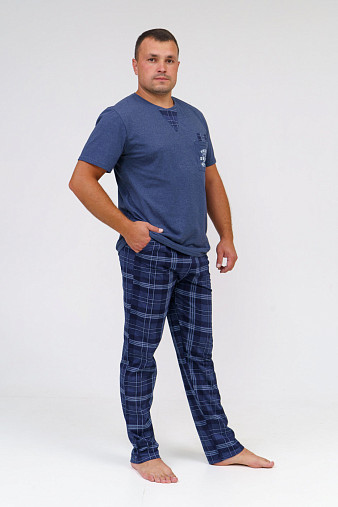 Брюки мужские Легион индиго/клетка