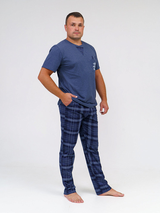 Брюки мужские Легион индиго/клетка