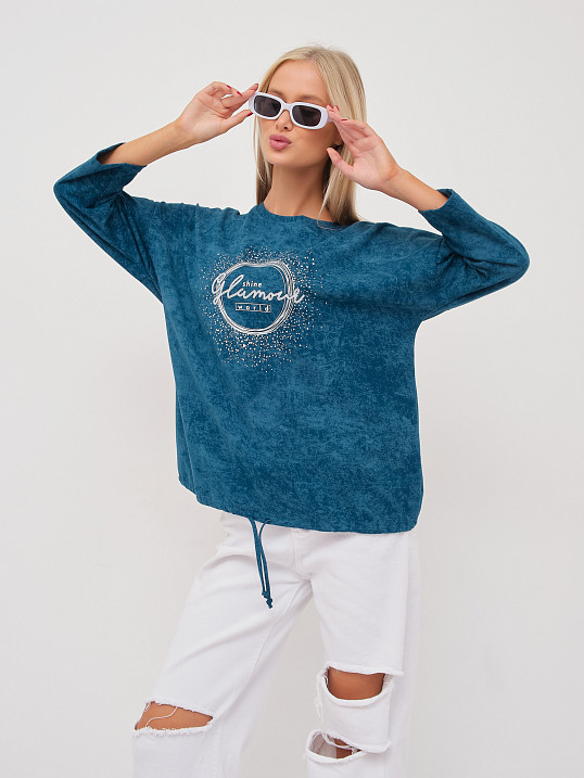 Лонгслив жен. Гламур варенка петроль