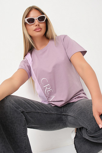 Футболка женская Креатив корица/лаванда