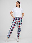 Брюки Силуэт бело-красный/клетка